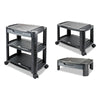 Alera® 3-in-1 Cart and Stand, Plastic, 3 Shelves, 1 Drawer, 100 lb Capacity, 21.63" x 13.75" x 24.75", Black/Gray General Utility Carts - Office Ready