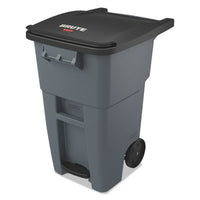 Rubbermaid® Commercial Brute Step-On Rollouts, 50 gal, Metal/Plastic, Gray Indoor/Outdoor All-Purpose Waste Bins - Office Ready