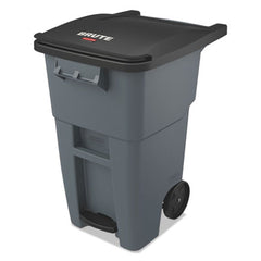 Rubbermaid® Commercial Brute Step-On Rollouts, 50 gal, Metal/Plastic, Gray