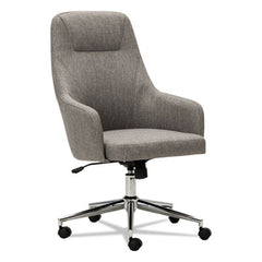 Alera® Captain Series High-Back Chair, Supports Up to 275 lb, 17.1" to 20.1" Seat Height, Gray Tweed Seat/Back, Chrome Base