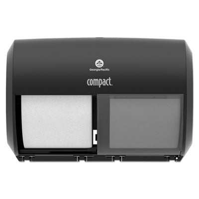 Georgia Pacific® Professional Compact® Coreless Side-by-Side Double Roll Tissue Dispenser, 11.5 x 7.625 x 8, Black Toilet Paper Dispensers-Coreless Standard Roll, Twin - Office Ready