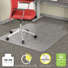 deflecto® EconoMat® Occasional Use Chair Mat for Commercial Flat Pile Carpeting, Low Pile Carpet, Roll, 36 x 48, Lipped, Clear