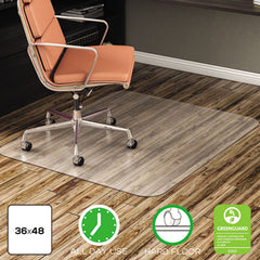 deflecto® EconoMat® Non-Studded All Day Use Chair Mat for Hard Floors, 36 x 48, Rectangular, Clear