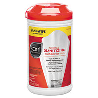 Sani Professional® No-Rinse Sanitizing Multi-Surface Wipes, Unscented, White, 95/Container Cleaner/Detergent Wet Wipes - Office Ready