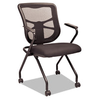 Alera® Elusion Mesh Nesting Chairs, Padded Arms, Supports Up to 275 lb, Black, 2/Carton Chairs/Stools-Folding & Nesting Chairs - Office Ready