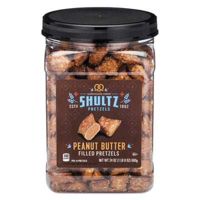 Shultz Pretzels, Peanut Butter, Tub, 24 oz Food-Snack - Office Ready