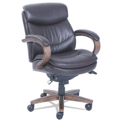 La-Z-Boy® Woodbury Mid-Back Executive Chair, Supports Up to 300 lb, 18.75" to 21.75" Seat Height, Brown Seat/Back, Weathered Sand Base