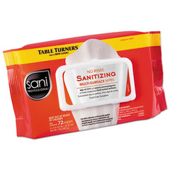 Sani Professional® No-Rinse Sanitizing Multi-Surface Wipes, 1-Ply, 8 x 9, Unscented, White, 72 Wipes/Pack, 12 Packs/Carton