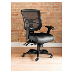 Alera® Elusion™ Series Mesh Mid-Back Multifunction Chair, Supports Up to 275 lb, 17.7" to 21.4" Seat Height, Black