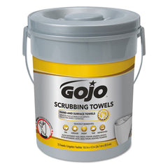 GOJO® Scrubbing Towels, Hand Cleaning, 2-Ply, 10.5 x 12, Silver/Yellow, 72/Bucket, 6/Carton