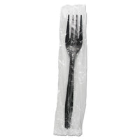 Boardwalk® Heavyweight Wrapped Polypropylene Cutlery, Fork, Black, 1,000/Carton Utensils-Disposable Fork - Office Ready