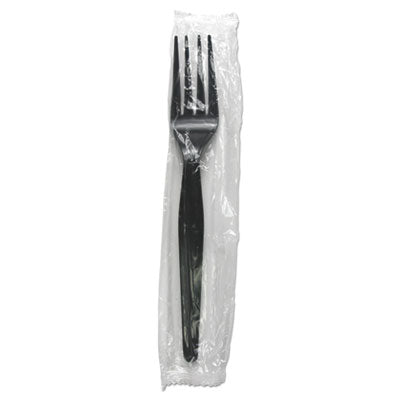 Boardwalk® Heavyweight Wrapped Polystyrene Cutlery, Fork, Black, 1,000/Carton Utensils-Disposable Fork - Office Ready