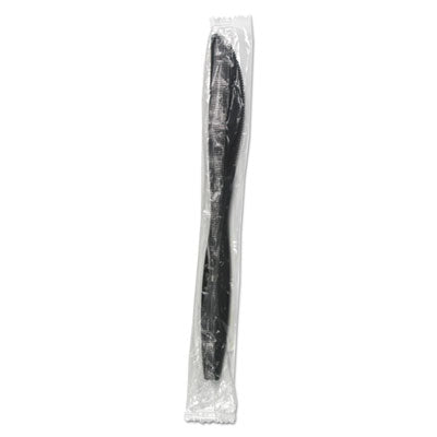 Boardwalk® Heavyweight Wrapped Polypropylene Cutlery, Knife, Black, 1,000/Carton Utensils-Disposable Knife - Office Ready