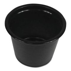 Boardwalk® Soufflé/Portion Cups, 1 oz, Polypropylene, Black, 20 Cups/Sleeve, 125 Sleeves/Carton