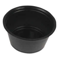 Boardwalk® Soufflé/Portion Cups, 2 oz, Polypropylene, Black, 20 Cups/Sleeve, 125 Sleeves/Carton