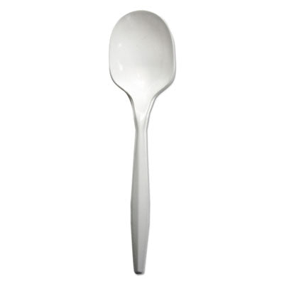 Boardwalk® Mediumweight Polypropylene Cutlery, Soup Spoon, White, 1000/Carton Disposable Soup Spoons - Office Ready