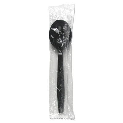 Boardwalk® Heavyweight Wrapped Polypropylene Cutlery, Soup Spoon, Black, 1,000/Carton Utensils-Disposable Soup Spoon - Office Ready