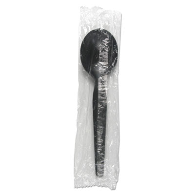 Boardwalk® Heavyweight Wrapped Polystyrene Cutlery, Soup Spoon, Black, 1,000/Carton Utensils-Disposable Soup Spoon - Office Ready
