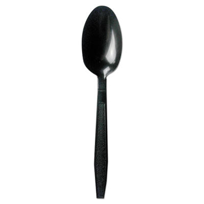 Boardwalk® Heavyweight Polypropylene Cutlery, Teaspoon, Black, 1000/Carton Utensils-Disposable Teaspoon - Office Ready