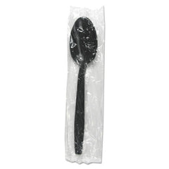 Boardwalk® Heavyweight Wrapped Polypropylene Cutlery, Teaspoon, Black, 1,000/Carton
