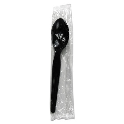 Boardwalk® Heavyweight Wrapped Polystyrene Cutlery, Teaspoon, Black, 1,000/Carton Utensils-Disposable Teaspoon - Office Ready
