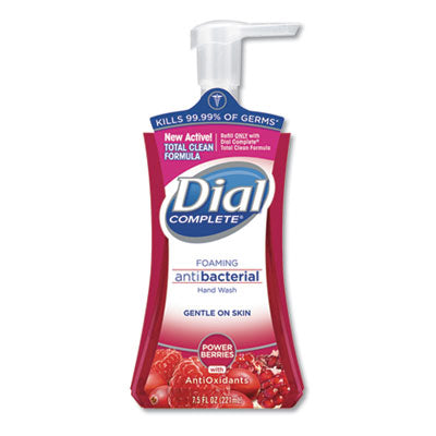 Dial® Antibacterial Foaming Hand Wash, Power Berries, 7.5 oz Pump Bottle, 8/Carton Foam Soap, Antibacterial - Office Ready