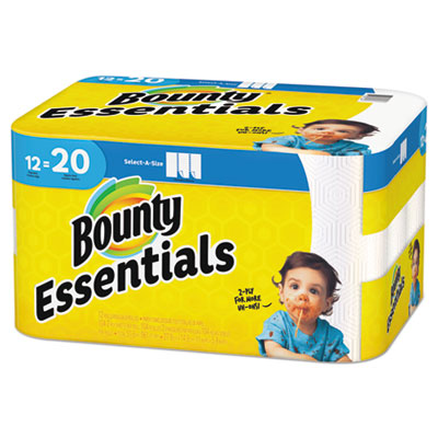 Bounty® Essentials Select-A-Size Kitchen Roll Paper Towels, 2-Ply, 104 Sheets/Roll, 12 Rolls/Carton Towels & Wipes-Perforated Paper Towel Roll - Office Ready