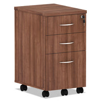 Alera® Valencia™ Series Mobile Box/Box/File Pedestal File, Left/Right, 3-Drawer: Box/Box/File, Legal/Letter, Walnut, 15.88 x 20.5 x 28.38 File Cabinets-Vertical Pedestal - Office Ready