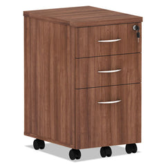 Alera® Valencia™ Series Mobile Box/Box/File Pedestal File, Left/Right, 3-Drawer: Box/Box/File, Legal/Letter, Walnut, 15.88 x 20.5 x 28.38