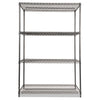 Alera® Black Anthracite Wire Shelving Kit, Four-Shelf, 48w x 24d x 72h, Black Anthracite Shelving Units-Multiuse Shelving-Open - Office Ready