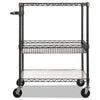 Alera® Three-Tier Wire Cart with Basket, 34w x 18d x 40h, Black Anthracite Carts & Stands-Utility Cart - Office Ready