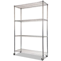 Alera® NSF Certified 4-Shelf Wire Shelving Kit with Casters, 48w x 18d x 72h, Silver Shelving Units-Multiuse Shelving-Open - Office Ready