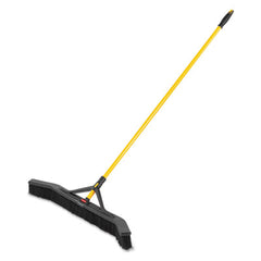 Rubbermaid® Commercial Maximizer™ Push-to-Center Broom, Poly Bristles, 36 x 58.13, Steel Handle, Yellow/Black