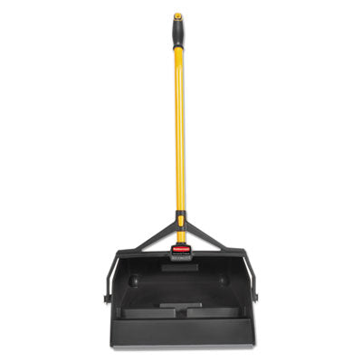 Rubbermaid® Commercial Maximizer™ Wet/Dry Debris Pan, 16.88w x 29h, Plastic, Yellow/Black Hopper Dustpans - Office Ready