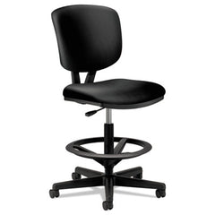 HON® Volt® Series Leather Adjustable Task Stool, Supports Up to 275 lb, 22.88" to 32.38" Seat Height, Black