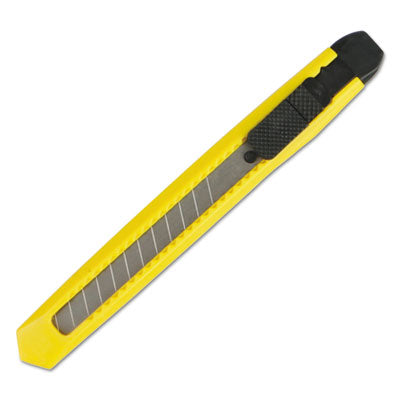 Boardwalk® Snap Blade Knife, Retractable, Snap-Off, Straight-Edged, Yellow Knives-Snap Blade Utility/Box Cutter - Office Ready