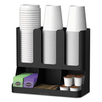 Mind Reader Flume 6-Compartment Upright Coffee Condiment and Cups Organizer, 11.5 x 6.5 x 15, Black Coffee Condiment Stations - Office Ready