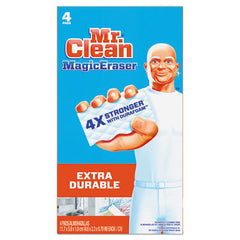Mr. Clean® Magic Eraser Extra Durable, 4.6 x 2.4, 0.7" Thick, White, 4/Box, 8 Boxes/Carton