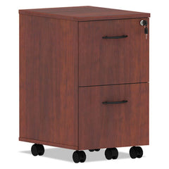 Alera® Valencia™ Series Mobile File/File Pedestal, Left or Right, 2 Legal/Letter-Size File Drawers, Medium Cherry, 15.38" x 20" x 26.63"
