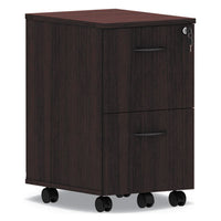 Alera® Valencia™ Series Mobile File/File Pedestal, Left or Right, 2 Legal/Letter-Size File Drawers, Mahogany, 15.38