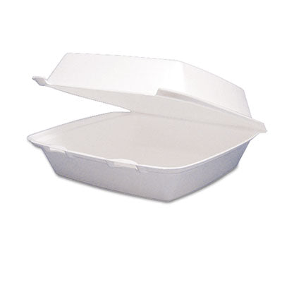 Dart® Foam Hinged Lid Containers, 1-Compartment, 8.38 x 7.78 x 3.25, White, 200/Carton Food Containers-Takeout Clamshell, Foam - Office Ready
