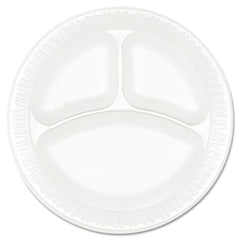 Dart® Concorde® Non-Laminated Foam Dinnerware, 3-Compartment, 9" dia, White, 125/Pack, 4 Packs/Carton