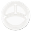 Dart® Concorde® Non-Laminated Foam Dinnerware, 3-Compartment, 9" dia, White, 125/Pack, 4 Packs/Carton Dinnerware-Plate, Foam - Office Ready