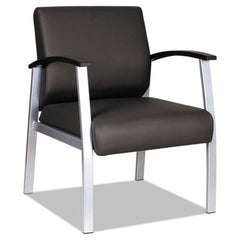 Alera® metaLounge Series Mid-Back Guest Chair, 24.6" x 26.96" x 33.46", Black Seat/Back, Silver Base