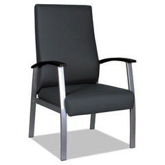 Alera® metaLounge Series High-Back Guest Chair, 24.6" x 26.96" x 42.91", Black Seat/Back, Silver Base