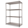 Alera® Black Anthracite Wire Shelving Kit, Four-Shelf, 48w x 24d x 72h, Black Anthracite Shelving Units-Multiuse Shelving-Open - Office Ready