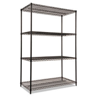 Alera® NSF Certified Industrial Heavy-Duty Wire Shelving Starter Kit, 48w x 24d x 72h, Black Shelving Units-Multiuse Shelving-Open - Office Ready