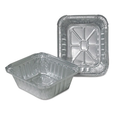 Durable Packaging Aluminum Closeable Containers, 1 lb Oblong, 5.75 x 4.88 x 1.81, Silver, 1,000/Carton Pan/Oven Food Containers - Office Ready