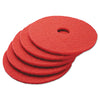 Boardwalk® Buffing Floor Pads, 13" Diameter, Red, 5/Carton Floor Pads-Burnish/Buff - Office Ready