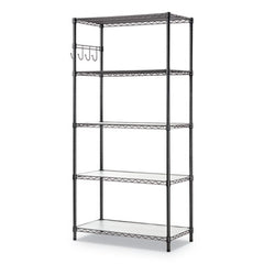 Alera® 5-Shelf Wire Shelving Kit with Casters & Shelf Liners, 36w x 18d x 72h, Black Anthracite